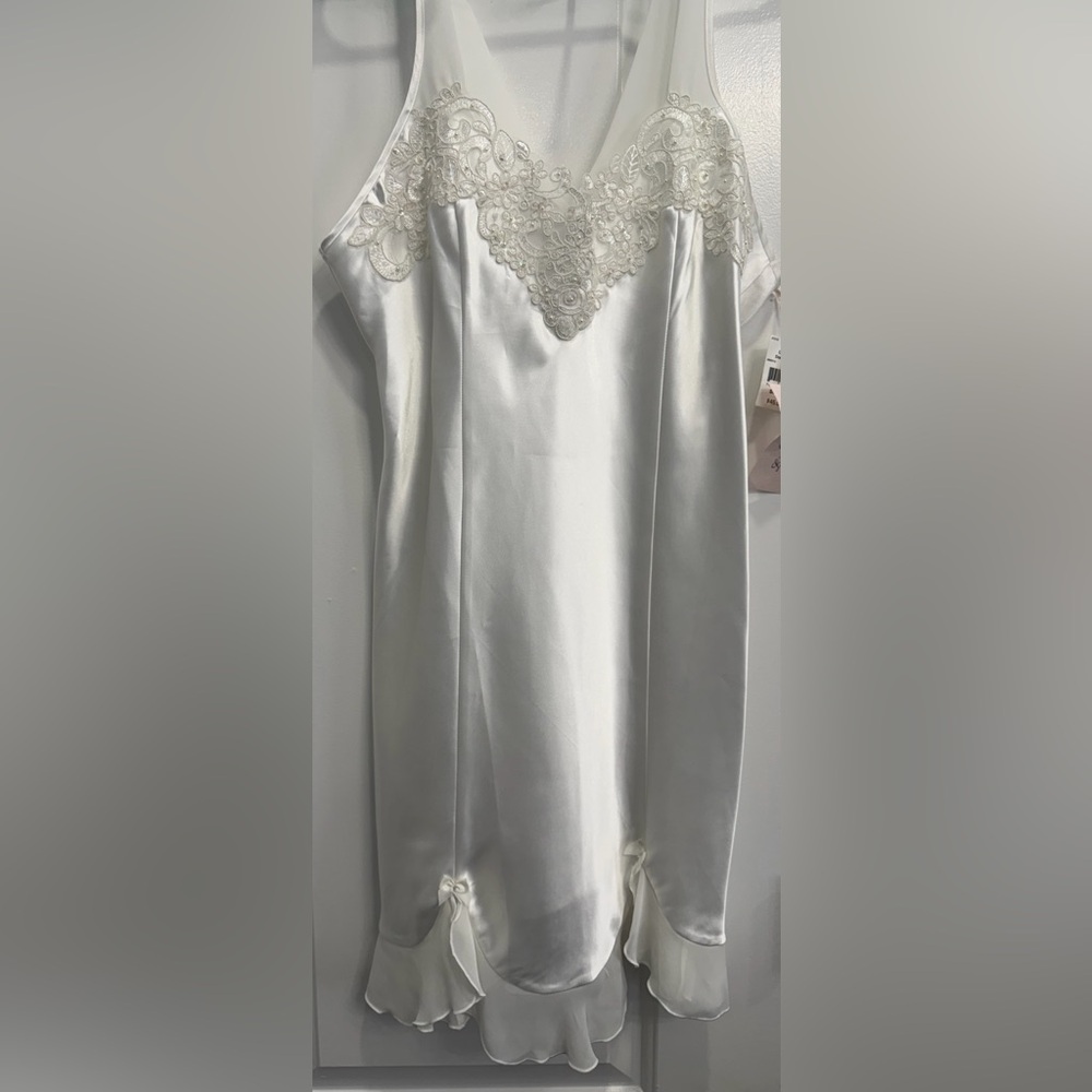 Linea Donatella: White Satin Slip Dress